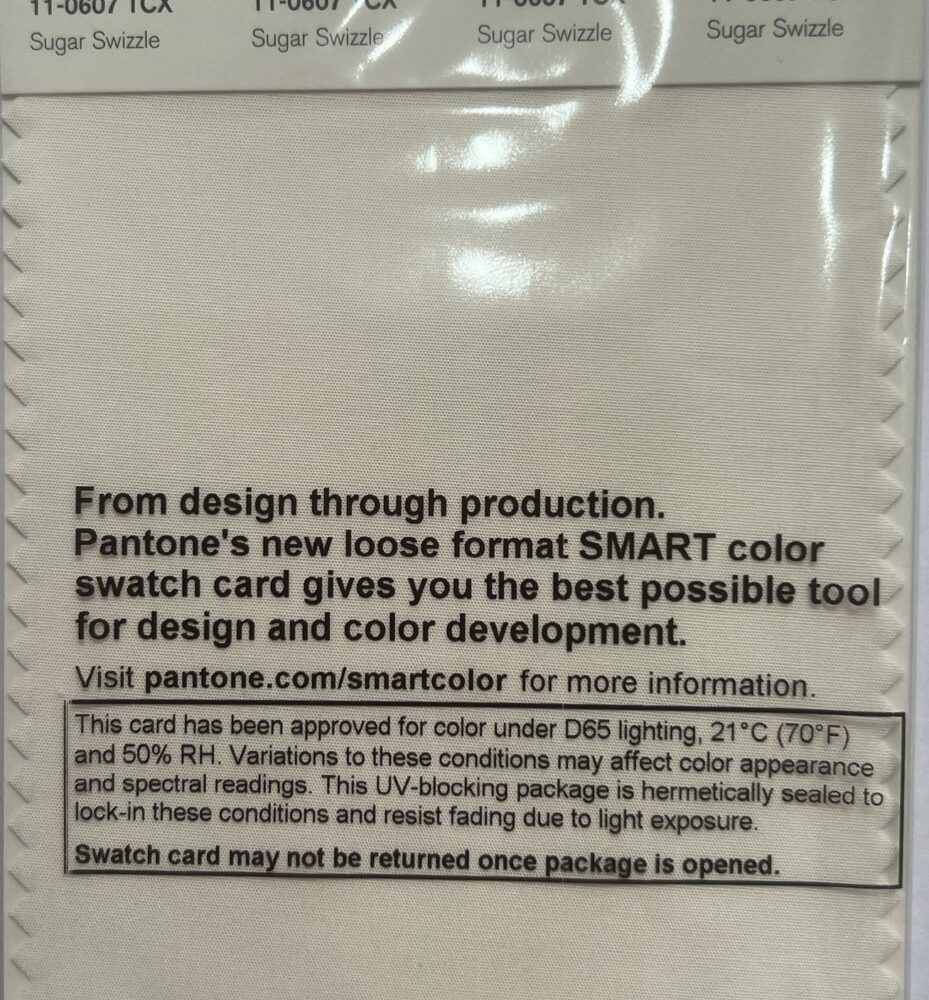 Pantone Swatch Card 11-0607 TCX Sugar Swizzle