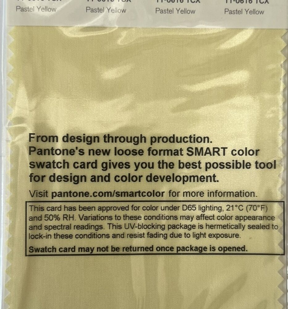 Pantone Swatch Card 11-0616 TCX Pastel Yellow