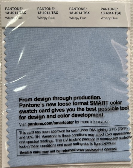 Pantone TSX Polyester Swatch Card - Pantone 13-4014TSX Whispy Blue Pantone-TSX-Polyester-Swatch-Card-Pantone-13-4014TSX-Whispy-Blue