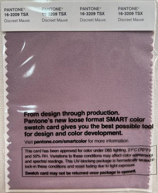 Pantone Swatch Card 16-3209TSX	Discreet Mauve