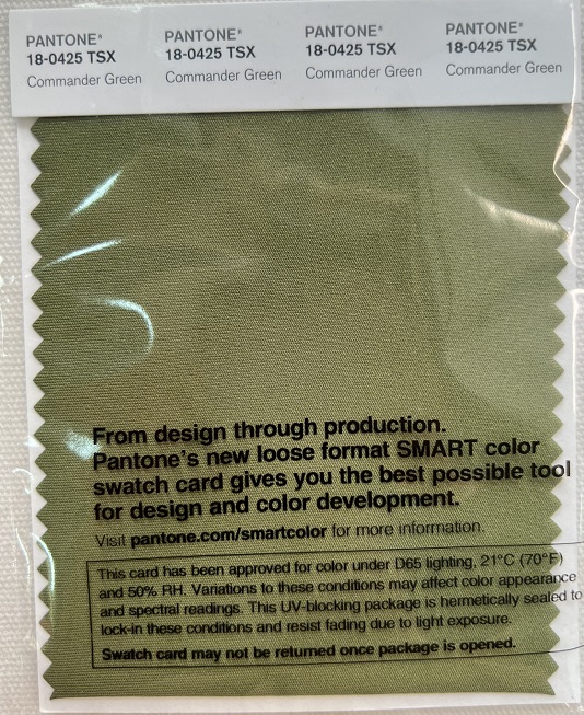 Pantone Swatch Card 18-0425TSX	Commander Green