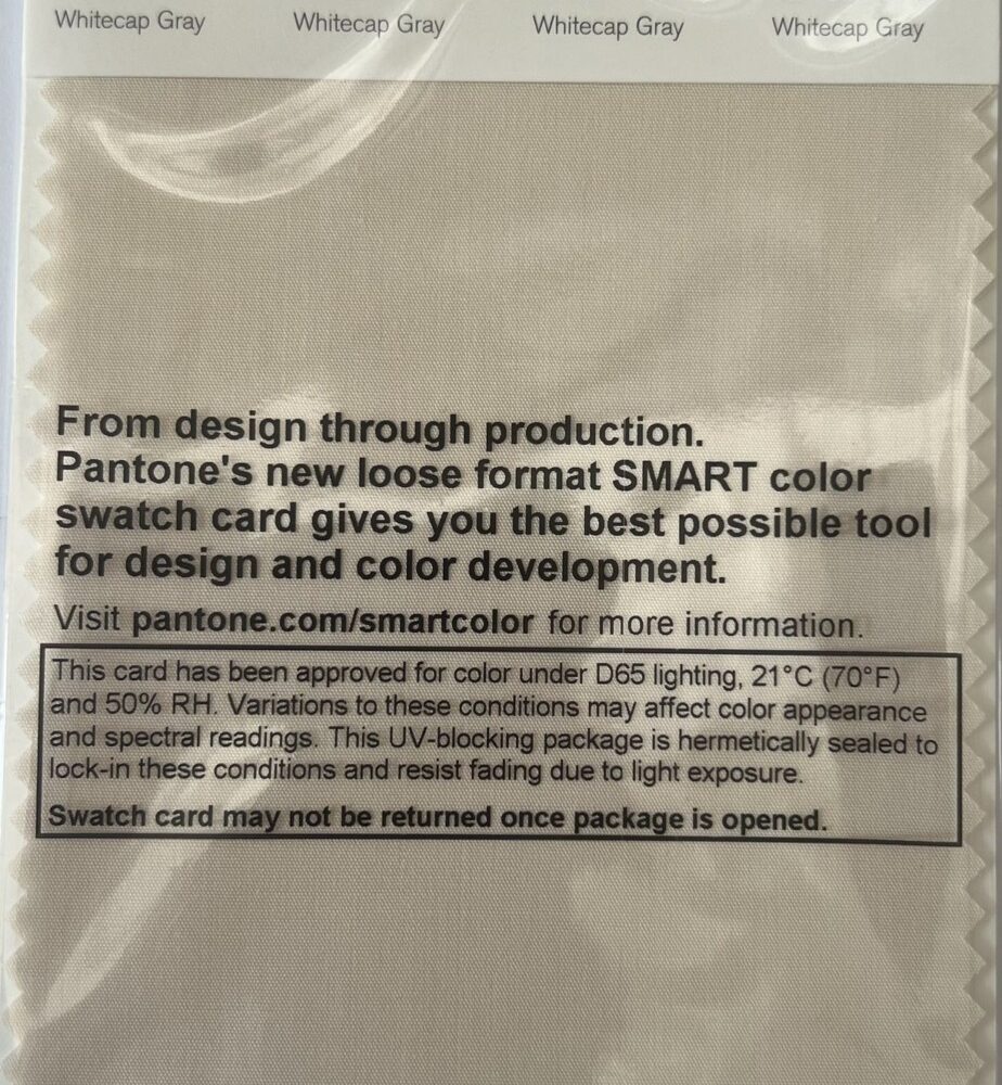 Pantone TCX Cotton Swatch Card 12-0304 TCX Whitecap Gray