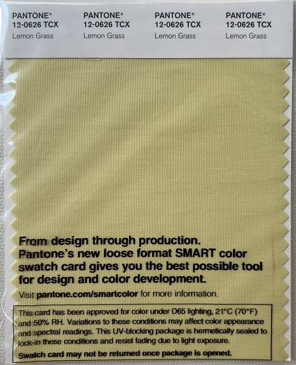 Pantone TCX Cotton Swatch Card 12-0626 TCX Lemon Grass