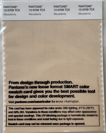Pantone TCX Cotton Swatch Card 12-0709 TCX Macadamia