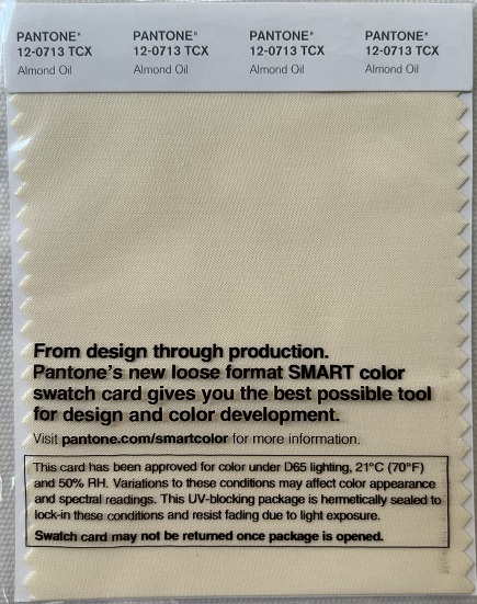 Pantone TCX Cotton Swatch Card 12-0713 TCX Almond Oil