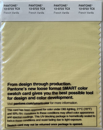 Pantone TCX Cotton Swatch Card 12-0722 TCX French Vanilla