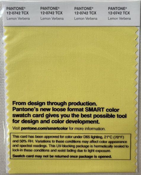 Pantone TCX Cotton Swatch Card 12-0742 TCX Lemon Verbena