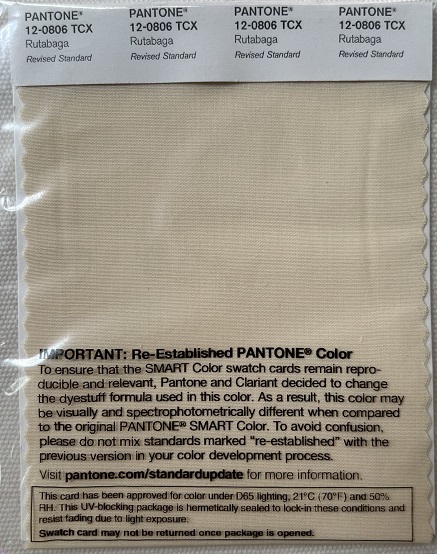Pantone TCX Cotton Swatch Card 12-0806 TCX Rutabaga