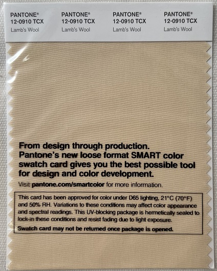 Pantone TCX Cotton Swatch Card 12-0910 TCX Lamb's Wool