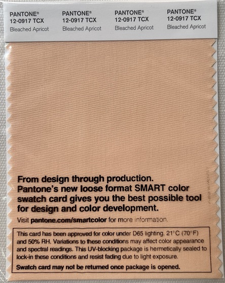 Pantone TCX Cotton Swatch Card 12-0917 TCX Bleached Apricot