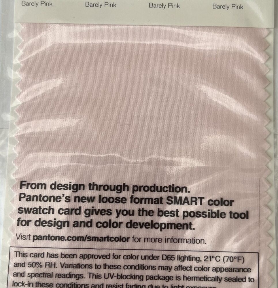 Pantone TCX Cotton Swatch Card 12-2906 TCX Barely Pink