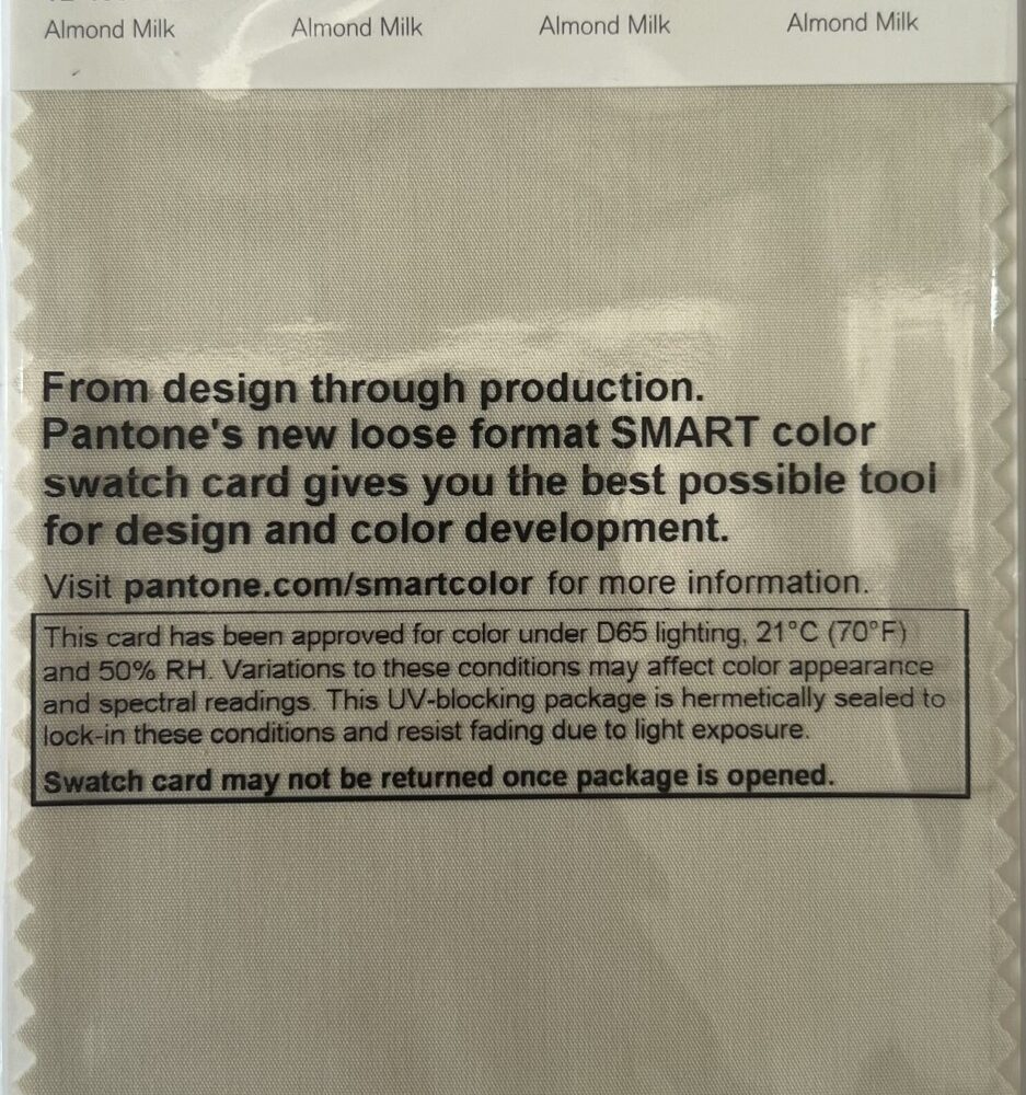 Pantone TCX Cotton Swatch Card 12-4301 TCX Almond Milk