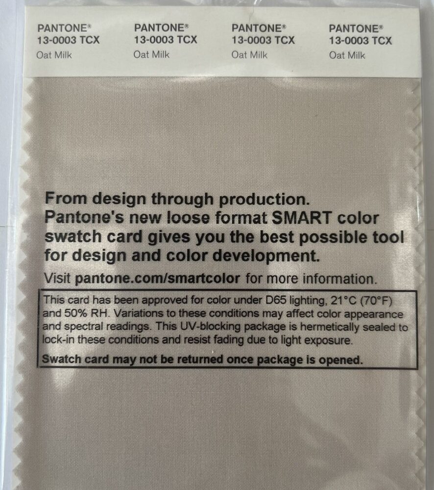 Pantone TCX Cotton Swatch Card 13-0003 TCX Oat Milk
