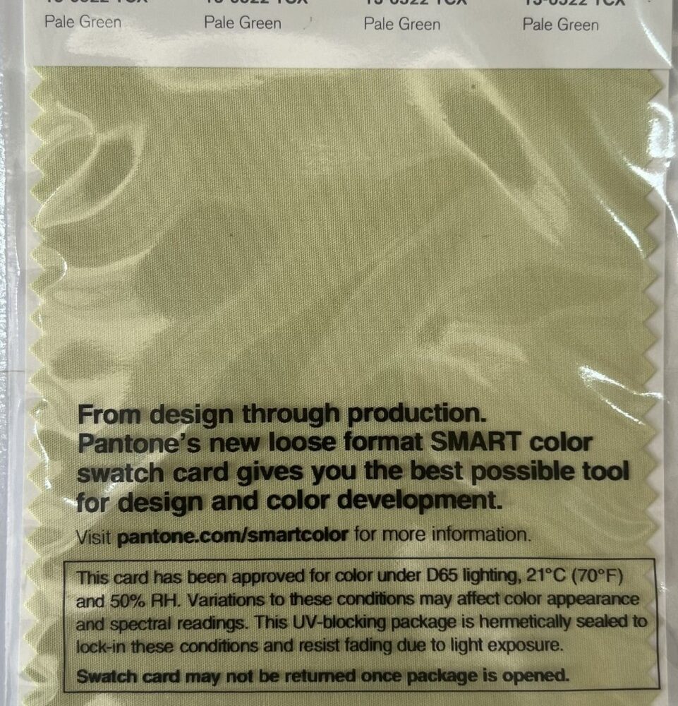 Pantone TCX Cotton Swatch Card 13-0522 TCX Pale Green