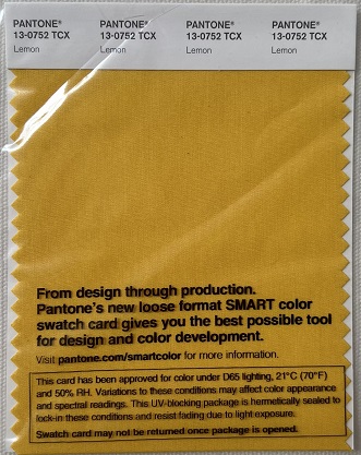 Pantone TCX Cotton Swatch Card 13-0752 TCX Lemon
