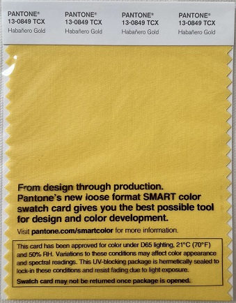 Pantone TCX Cotton Swatch Card 13-0849 TCX Habañero Gold