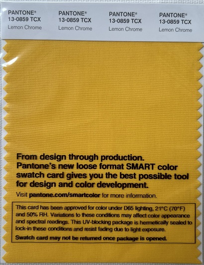 Pantone TCX Cotton Swatch Card 13-0859 TCX Lemon Chrome