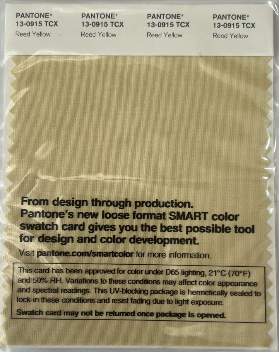 Pantone TCX Cotton Swatch Card 13-0915 TCX Reed Yellow