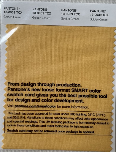 Pantone TCX Cotton Swatch Card 13-0939 TCX Golden Cream
