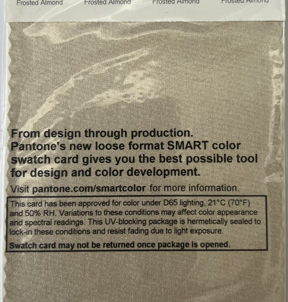 Pantone TCX Cotton Swatch Card 13-1012 TCX Frosted Almond