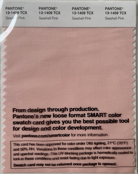 Pantone TCX Cotton Swatch Card 13-1409 TCX Seashell Pink
