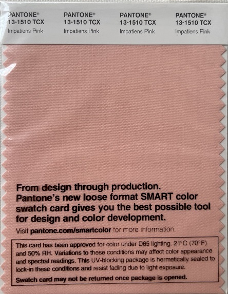 Pantone TCX Cotton Swatch Card 13-1510 TCX Impatiens Pink