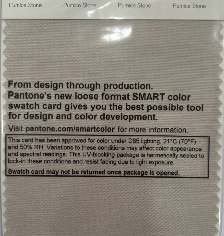 Pantone TCX Cotton Swatch Card 14-0002 TCX Pumice Stone