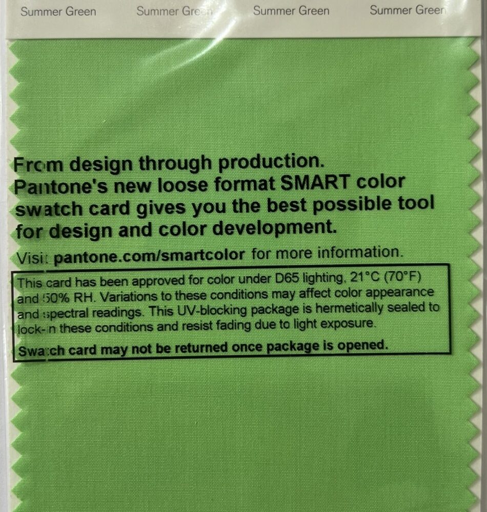 Pantone TCX Cotton Swatch Card 14-0156 TCX Summer Green