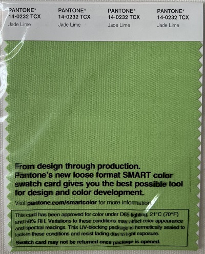 Pantone TCX Cotton Swatch Card 14-0232 TCX Jade Lime