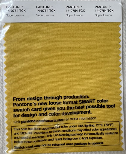 Pantone TCX Cotton Swatch Card 14-0754 TCX Super Lemon