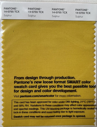 Pantone TCX Cotton Swatch Card 14-0755 TCX Sulphur
