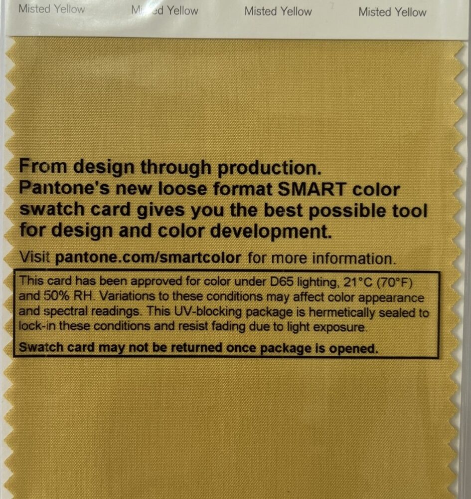 Pantone TCX Cotton Swatch Card 14-0837 TCX Misted Yellow