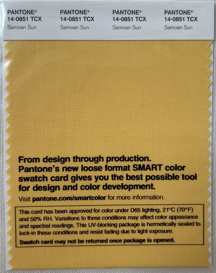 Pantone TCX Cotton Swatch Card 14-0851 TCX Samoan Sun