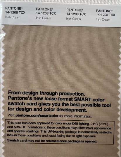 Pantone TCX Cotton Swatch Card 14-1208 TCX Irish Cream