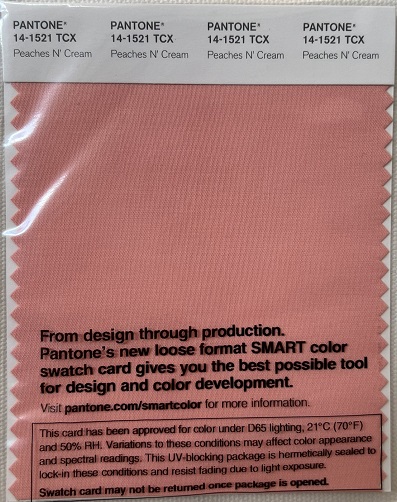 Pantone TCX Cotton Swatch Card 14-1521 TCX Peaches N' Cream