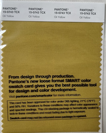 Pantone TCX Cotton Swatch Card 15-0743 TCX Oil Yellow