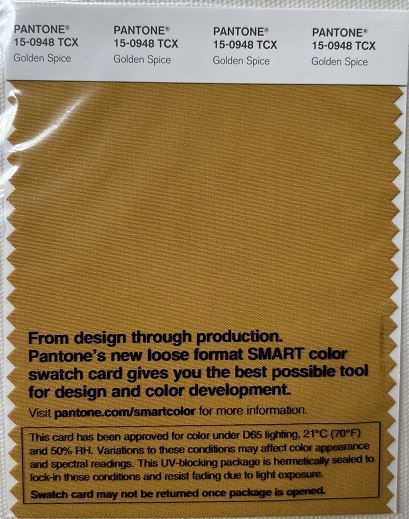 Pantone TCX Cotton Swatch Card 15-0948 TCX Golden Spice