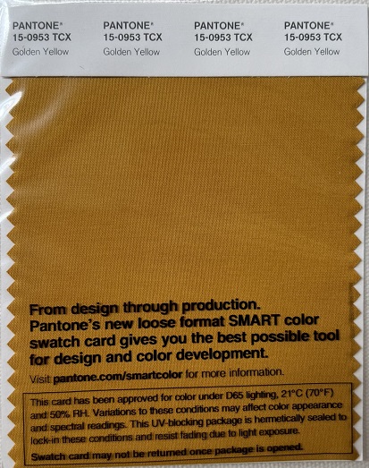 Pantone TCX Cotton Swatch Card 15-0953 TCX Golden Yellow