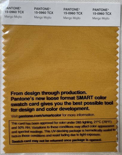 Pantone TCX Cotton Swatch Card 15-0960 TCX Mango Mojito