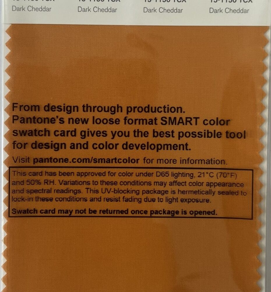Pantone TCX Cotton Swatch Card 15-1150 TCX Dark Cheddar