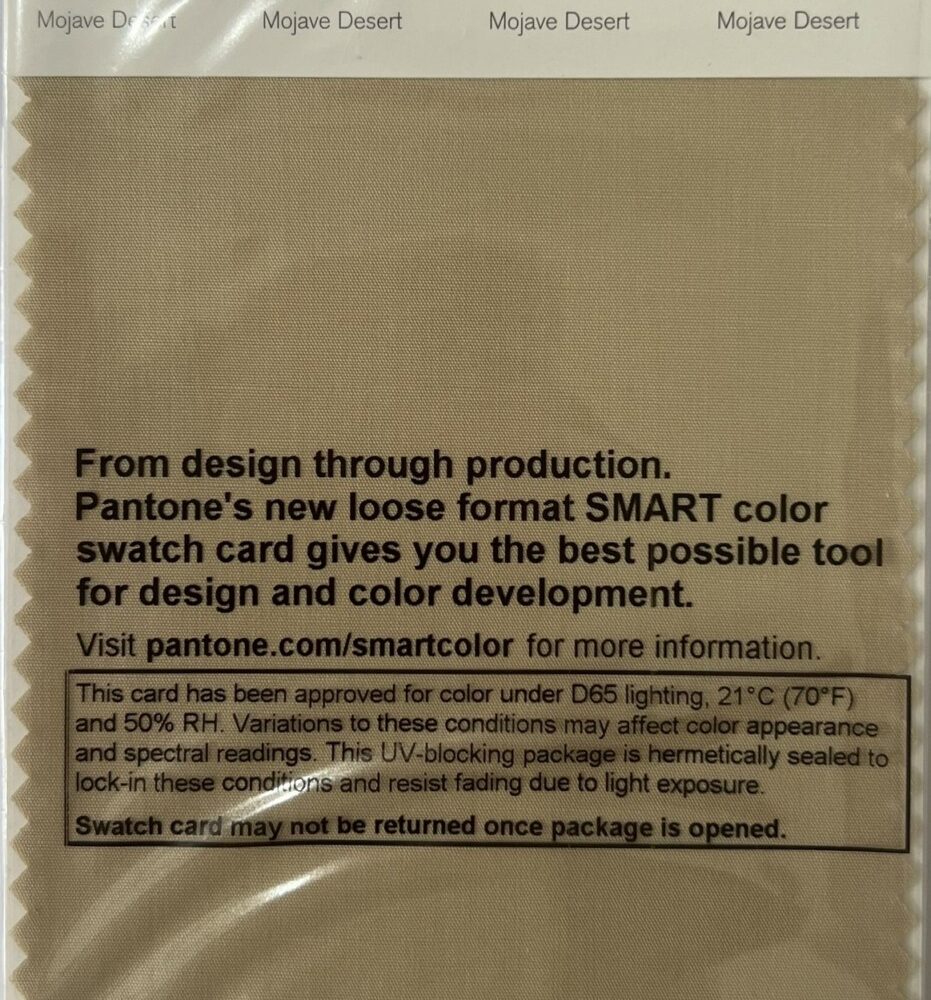 Pantone TCX Cotton Swatch Card 15-1217 TCX Mojave Desert