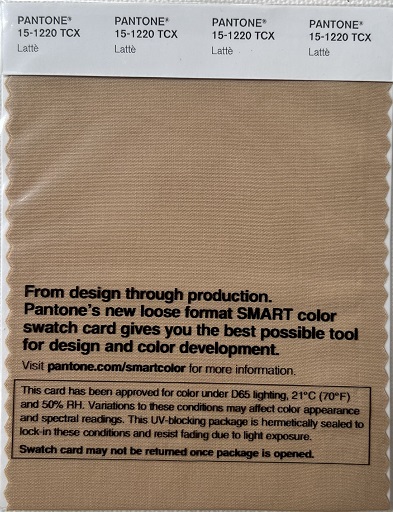 Pantone TCX Cotton Swatch Card 15-1220 TCX Lattè