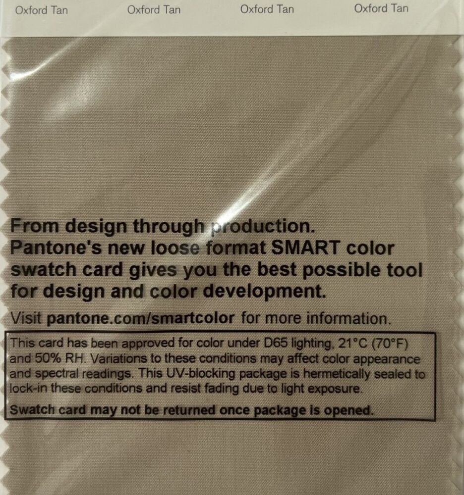 Pantone TCX Cotton Swatch Card 15-1306 TCX Oxford Tan