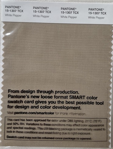 Pantone TCX Cotton Swatch Card 15-1307 TCX White Pepper