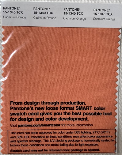 Pantone TCX Cotton Swatch Card 15-1340 TCX Cadmium Orange