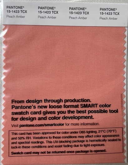 Pantone TCX Cotton Swatch Card 15-1423 TCX Peach Amber