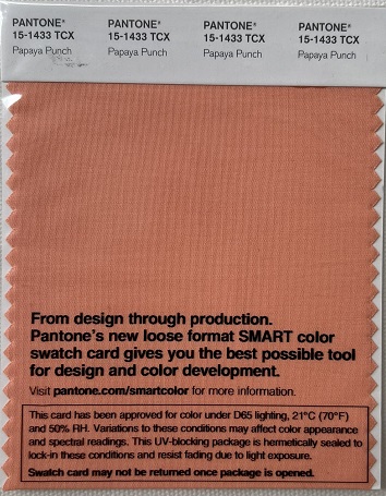 Pantone TCX Cotton Swatch Card 15-1433 TCX Papaya Punch