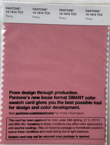 Pantone TCX Cotton Swatch Card 15-1816 TCX Peony