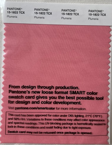 Pantone TCX Cotton Swatch Card 15-1822 TCX Plumeria
