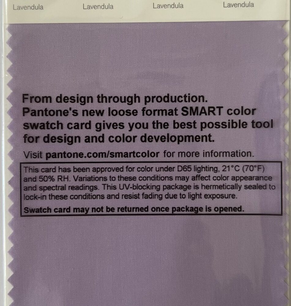 Pantone TCX Cotton Swatch Card 15-3620 TCX Lavendula